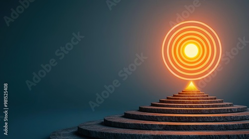 A conceptual image of a strategic path leading to a glowing target, illustrating the journey and alignment of actions towards success