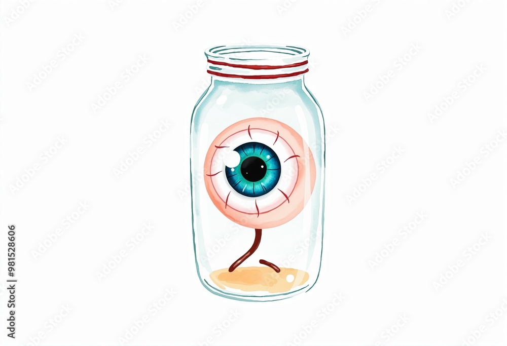 Isolated Halloween Potion Flask with Creepy Eyeball on Transparent Background Isolated Halloween Potion Flask with Creepy Eyeball on Transparent Background