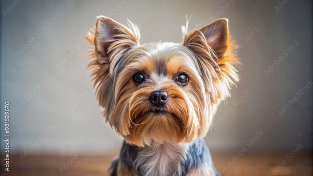 Adorable Yorkshire Terrier Staring Curiously in a Soft Indoor Setting Adorable Yorkshire Terrier Staring Curiously in a Soft Indoor Setting