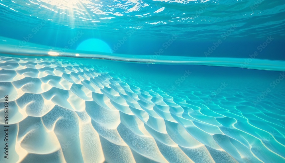 Obraz premium Isolated Tropical Underwater Scene with Sunlight Reflections and Marine Life on Transparent Background