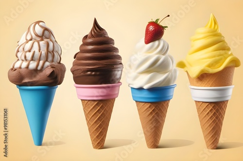 Wallpaper Mural Delicious Yoghurt Ice Cream Swirl on Waffle Cone Torontodigital.ca