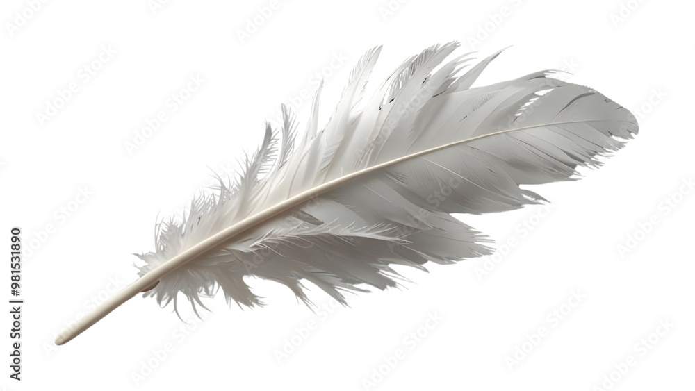 Obraz premium White Feather on Transparent Background - PNG Cutout File for Mockup Template and Graphic Design