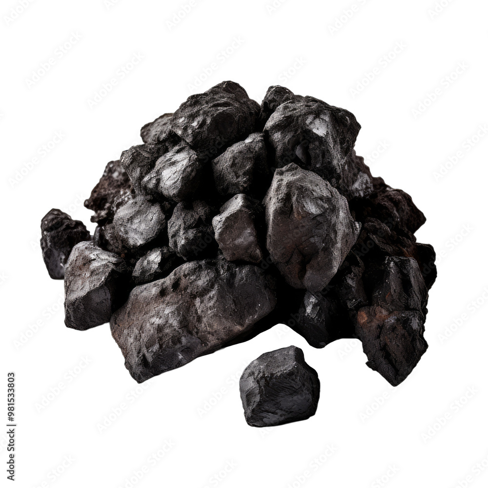 Obraz premium Black coal isolated on white background