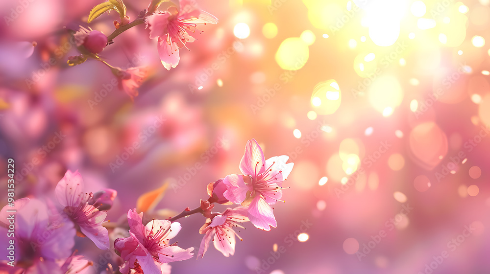 Sakura background with flower blossoms and April floral nature on pink; beautiful scene with blooming trees; Easter sunny day; orchard abstract blurred background; springtime. Sakura background with flower blossoms and April floral nature on pink; beautiful scene with blooming trees; Easter sunny day; orchard abstract blurred background; springtime.