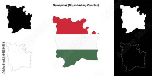 Sarospatak district outline map set