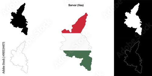 Sarvar district outline map set