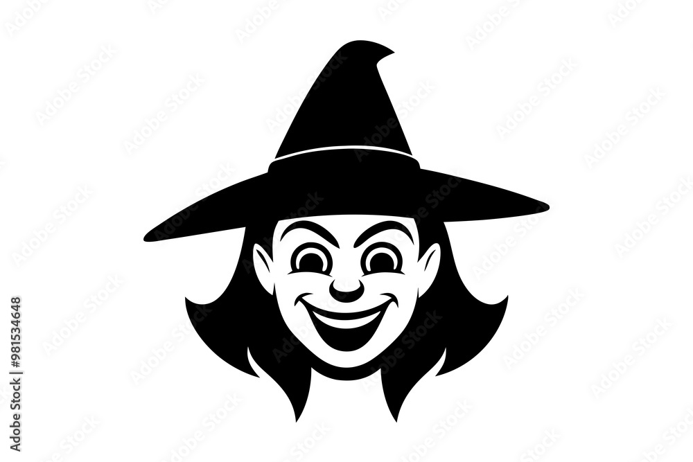 Vector Retro Cartoon Funny Witch Head Isolated Vector Retro Cartoon Funny Witch Head Isolated