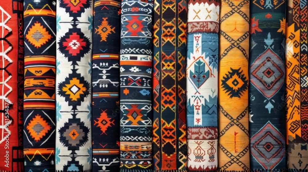 Samples of carpets of different colors on a stand in a store or production. Multi-colored carpet samples on the floor Samples of carpets of different colors on a stand in a store or production. Multi-colored carpet samples on the floor