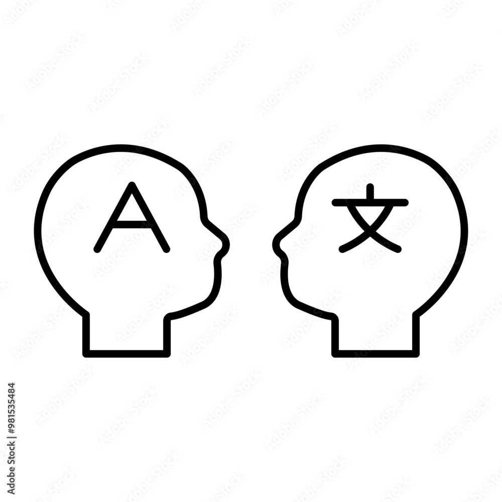 Bilingual Vector Line Icon Design Bilingual Vector Line Icon Design