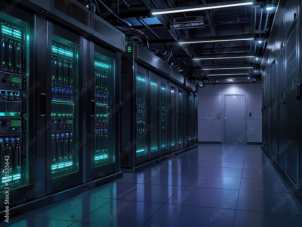 server rack in a data center,room with cables,room with servers server rack in a data center,room with cables,room with servers
