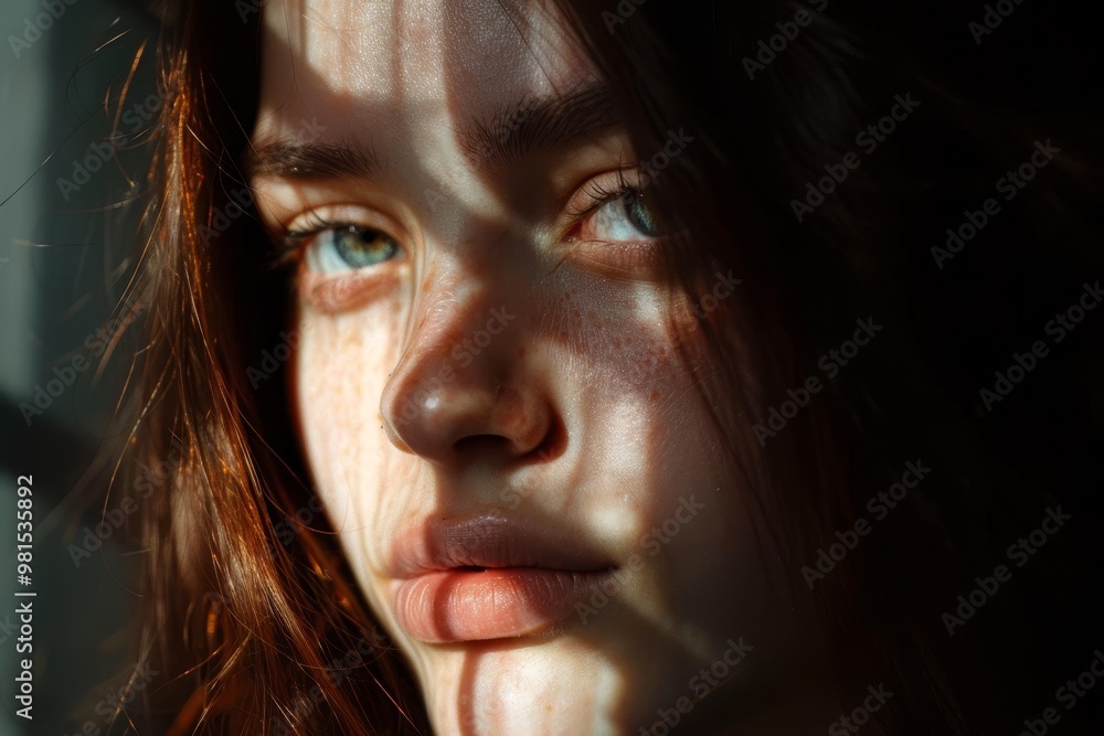 A painting showing a woman with butterflies perched on her face, her gaze reflecting an emotional connection, The empty gaze of a woman reflects the emotional scars left by a man's abuse A painting showing a woman with butterflies perched on her face, her gaze reflecting an emotional connection, The empty gaze of a woman reflects the emotional scars left by a man's abuse