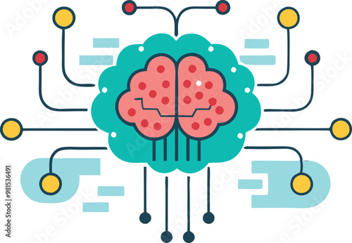 Stylized brain with circuitry and connected nodes, illustrating the concept of digital intelligence and innovation