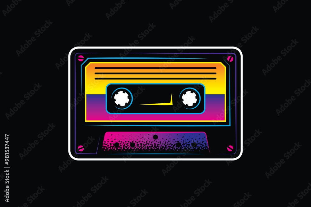 Obraz premium Audio cassette. Original vector illustration in vintage style. T-shirt design.