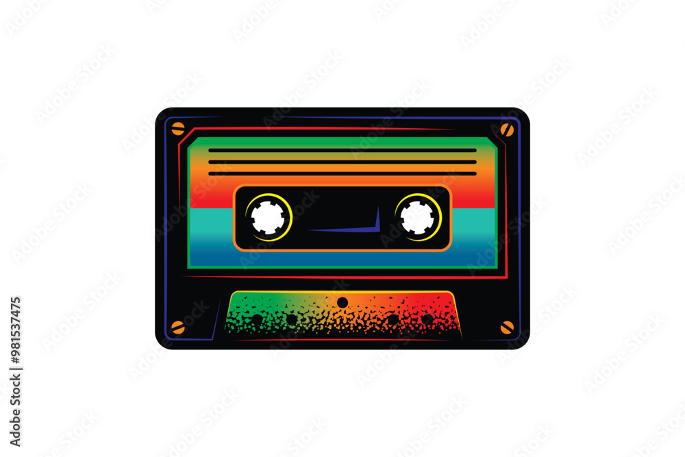 Obraz premium Audio cassette. Original vector illustration in vintage style. T-shirt design.