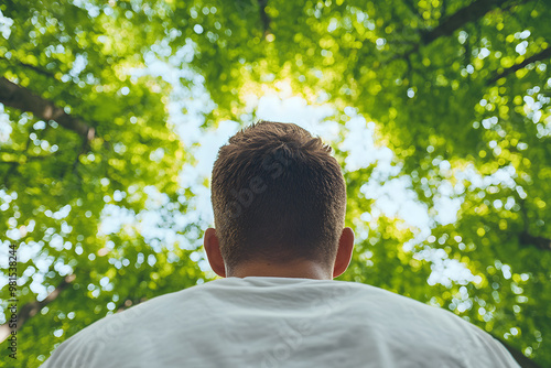 Individual Standing at the Edge of a Forest Looking at Trees | Peaceful Nature Exploration and Reflection