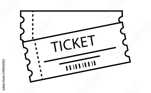 Outline ticket icon with barcode