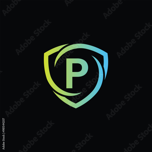 Modern Security Symbol And Letter P Logo