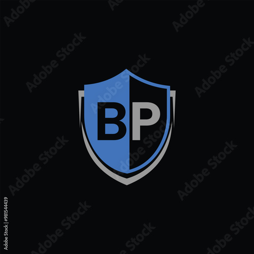 Abstract Protective Security Shield With Letter BP