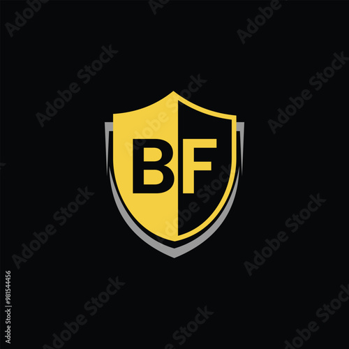 Abstract Protective Security Shield With Letter BF