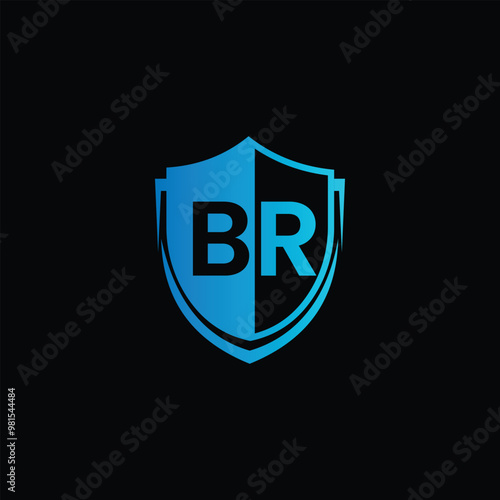 Abstract Protective Security Shield With Letter BR