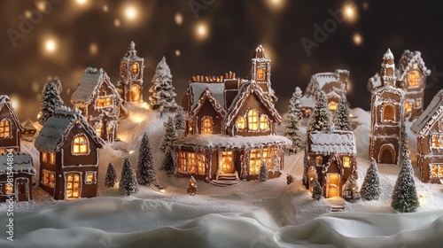 Gingerbread Christmas Village Scene photo