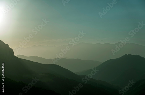 View of the Picos de Europa from the Piedrasluengas viewpoint. Palencia, Castile and Leon, Spain. photo