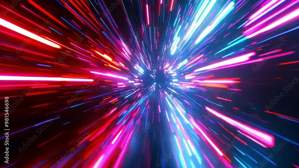 Vibrant beams of light radiate from a central point, creating a captivating array of colors in a mesmerizing display Vibrant beams of light radiate from a central point, creating a captivating array of colors in a mesmerizing display