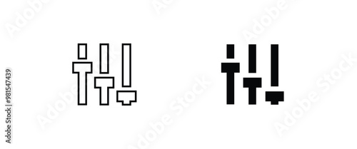 Sound Control Panel Icon. Adjustment Button Pointer Filter line and flat icons set, editable stroke isolated on white, linear vector outline illustration, symbol logo design style