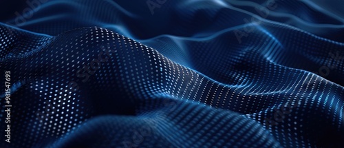 Blue background with a carbon fiber texture vector presentation design. Flat geometric pattern of dark blue dots on a navy backdrop for a wallpaper, web banner, or poster template