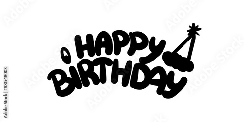 Photography Vector text happy birthday with candle on letter i and hat party