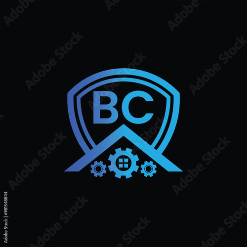 BC Letter And Home Security Symbol Logo