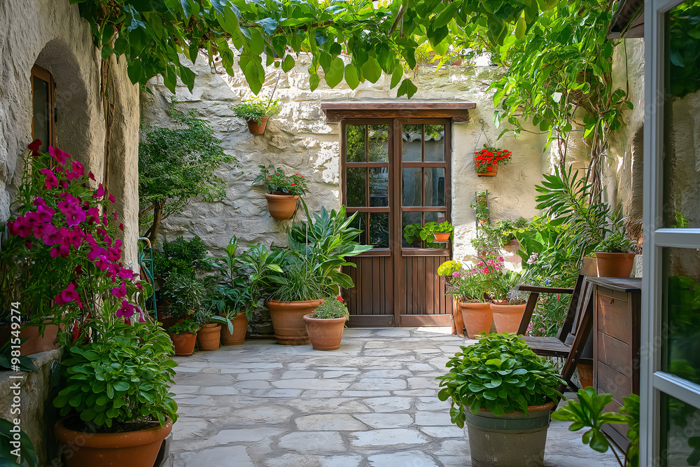 Mediterranean courtyard garden Mediterranean courtyard garden