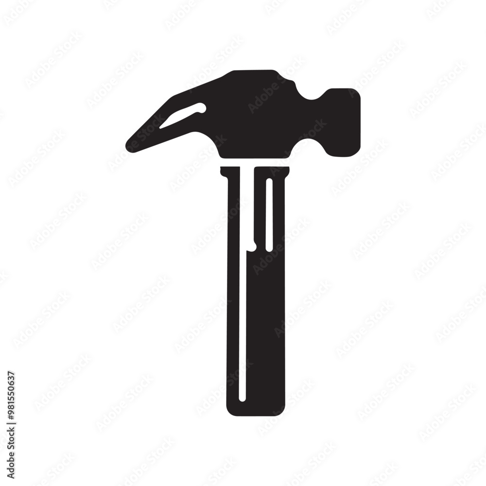 Black Silhouette of Hammer on White Background Black Silhouette of Hammer on White Background