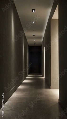 Simple hallway with a clean design and subtle lighting.