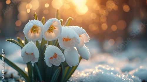 spring flowers in the snow