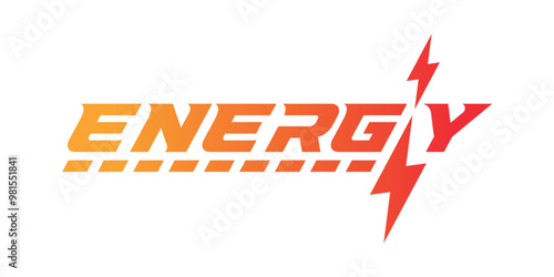 orange-red power logo. power word and lightning symbols