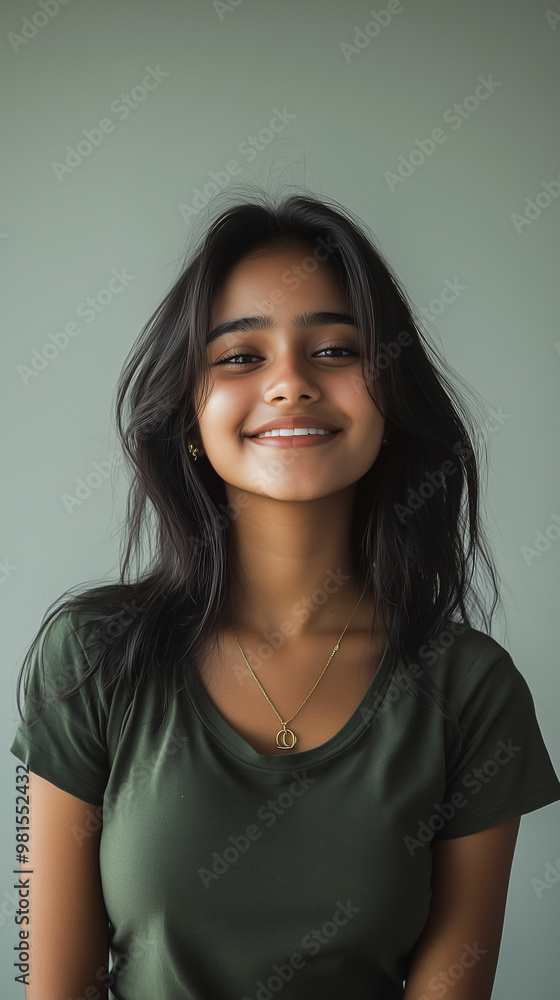 minimalist portrait of a beautiful young indian woman with long dark hair smiling minimalist portrait of a beautiful young indian woman with long dark hair smiling