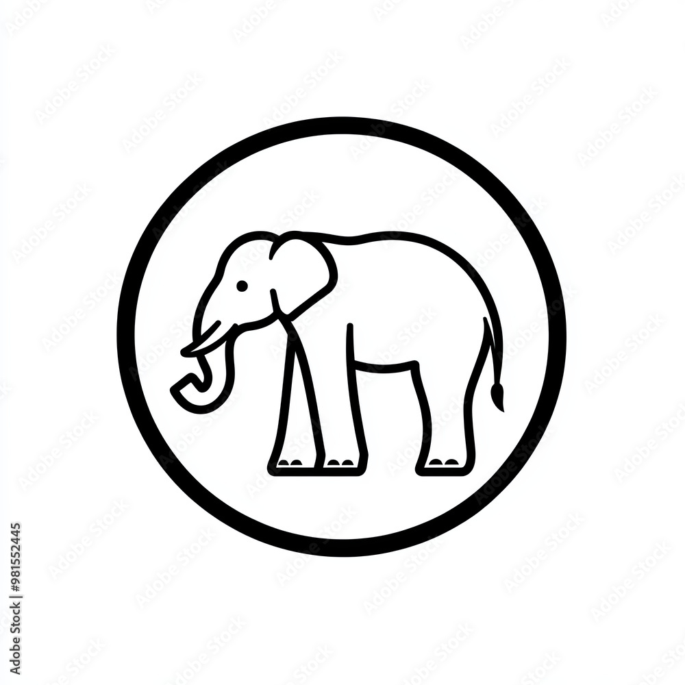 Obraz premium minimalist circle logo with elephant