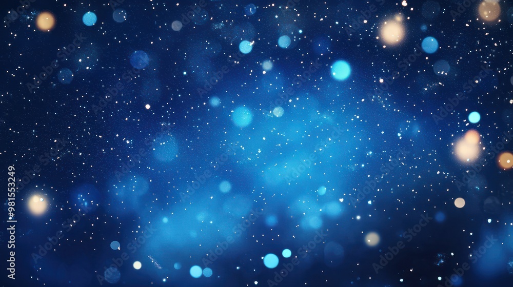 Festive starry sky background with blue light bokeh. New year and Christmas concept Festive starry sky background with blue light bokeh. New year and Christmas concept