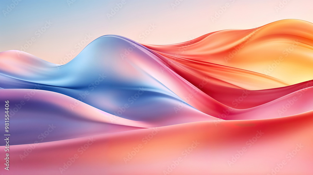 A colorful fabric wave shaped background with blue and pink stripes. The colors are vivid. A colorful fabric wave shaped background with blue and pink stripes. The colors are vivid.