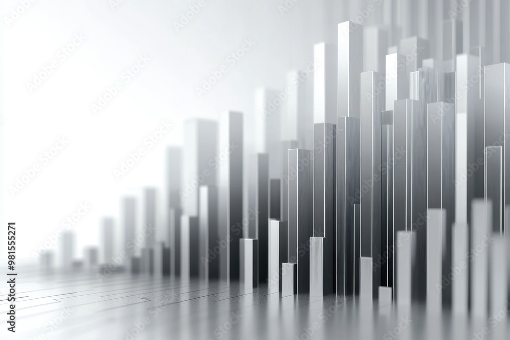 Abstract 3D background. Abstract chart against light grey background with shallow depth of field and copy space Abstract 3D background. Abstract chart against light grey background with shallow depth of field and copy space