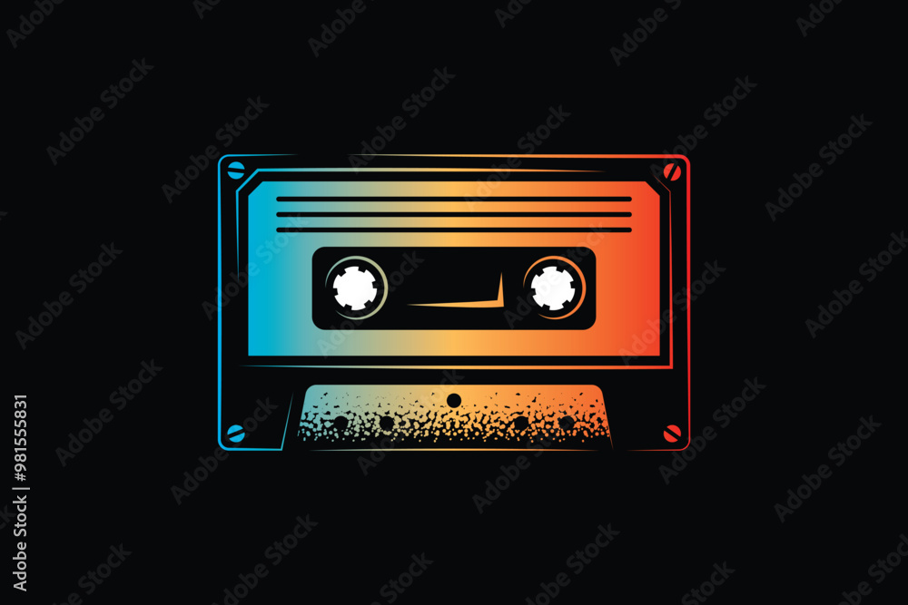 Obraz premium Audio cassette. Original vector illustration in vintage style. T-shirt design.