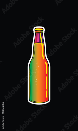 A bottle of sparkling water. Original vector illustration in vintage style.