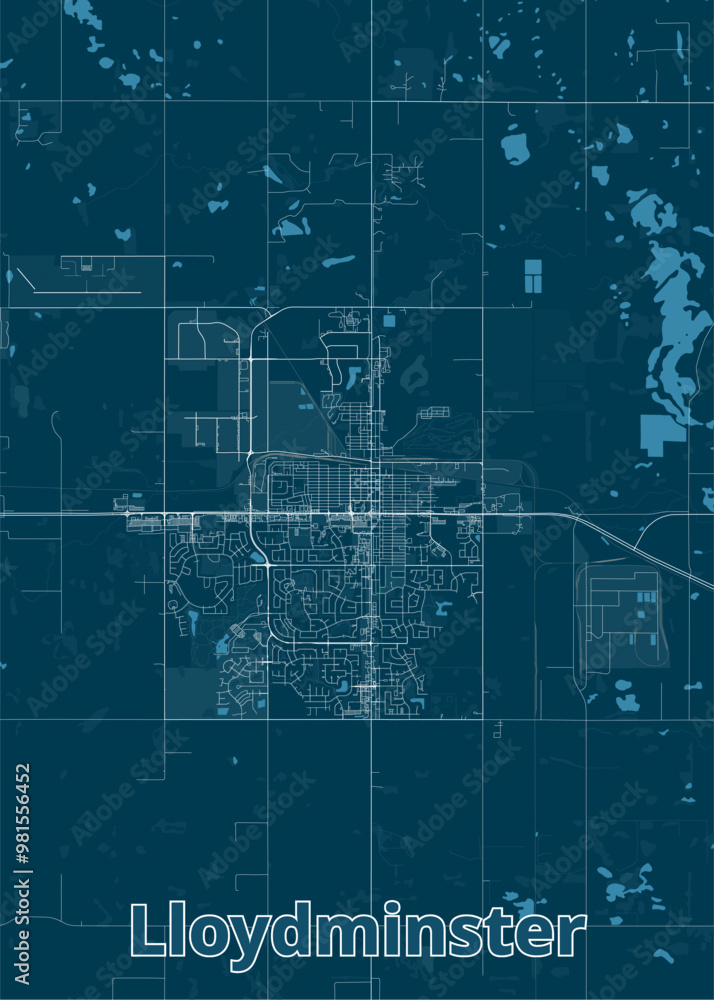 Lloydminster, Alberta, Canada artistic blueprint map poster Lloydminster, Alberta, Canada artistic blueprint map poster