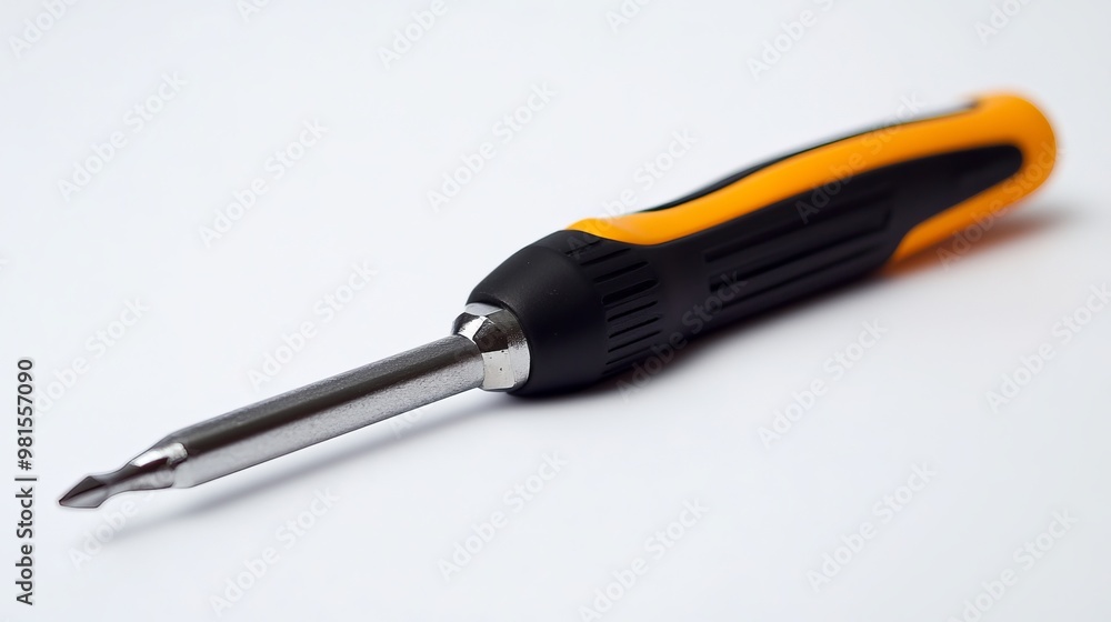 This screwdriver has a comfortable grip and a sharp tip, perfect for all sorts of home repairs. You can see it clearly against a white background. This screwdriver has a comfortable grip and a sharp tip, perfect for all sorts of home repairs. You can see it clearly against a white background.