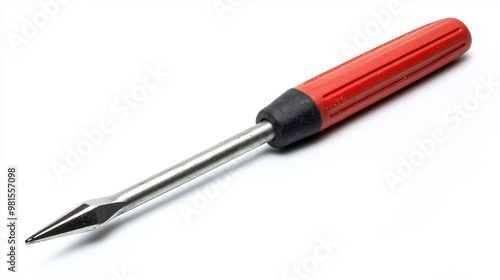 This screwdriver has a comfortable grip and a sharp tip, perfect for all sorts of home repairs. You can see it clearly against a white background.