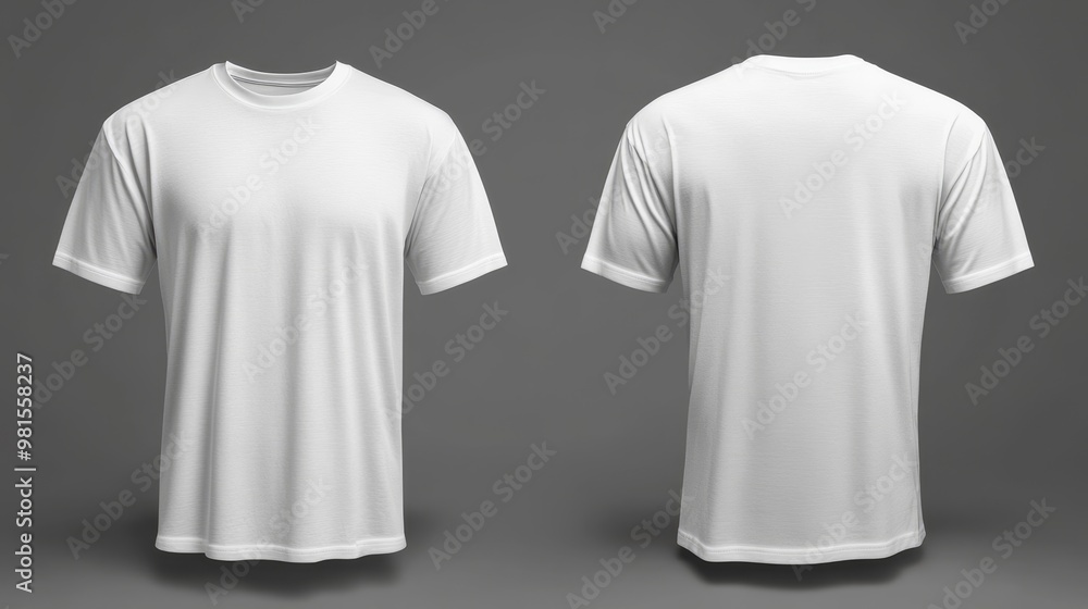 Naklejka premium Blank White T-Shirt Mockup Front and Back View, Apparel Design, Mockup Template, T-shirt Design, Clothing Design