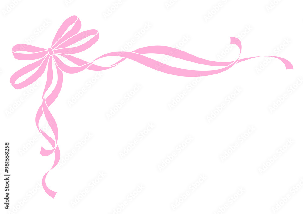 Curly ribbon with bow. Beautiful decorative elegant tape. Curly ribbon with bow. Beautiful decorative elegant tape.