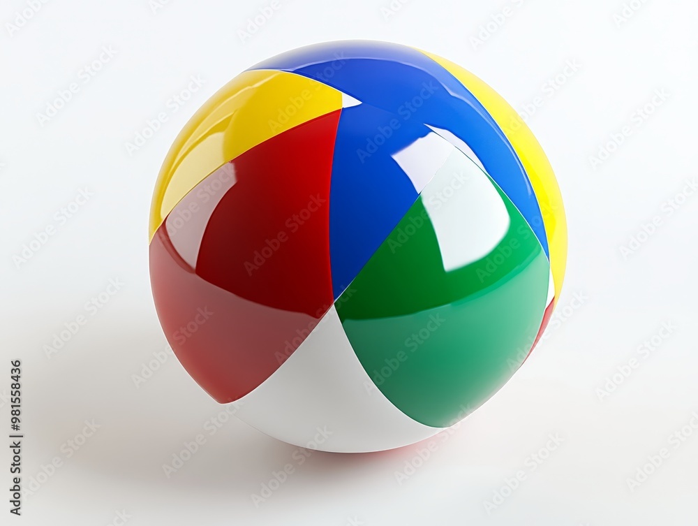 Colorful Beach Ball on a White Background, 3D Render, Summer , Vacation , Fun Colorful Beach Ball on a White Background, 3D Render, Summer , Vacation , Fun