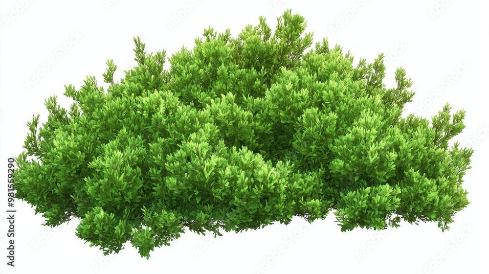 Obraz premium Green Bush 3D Model, Lush Foliage, Green Plant, 3D Render, Nature, Plant, Shrub